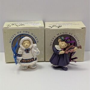Muffy Vanderbear "Muffy Of The North"&"Muffy Musical Soiree" Christmas Ornaments